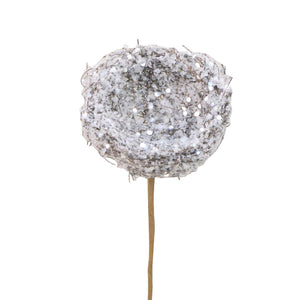 A&B Home Iced Snow Bird Nest Pick - Set of 12