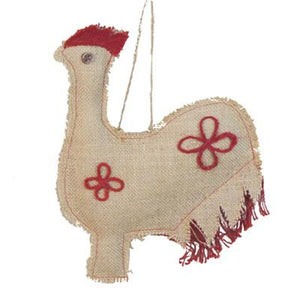 A&B Home Burlap Rooster Christmas Ornaments - Set Of 6