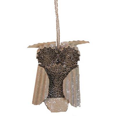 A&B Home Paper Owl Christmas Ornament - Tan - Set of 12