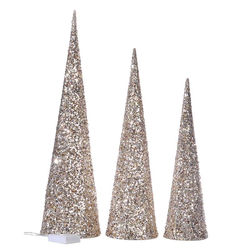 A&B Home Christmas Decor Lighted Cone Tree - Set of 3
