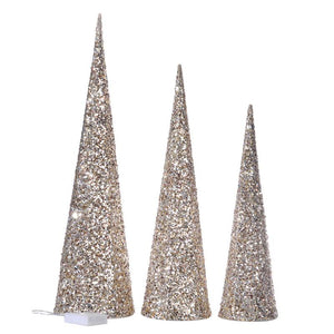 A&B Home Christmas Decor Lighted Cone Tree - Set of 3