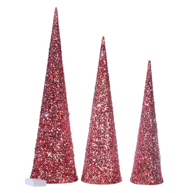 A&B Home Christmas Decor Lighted Cone Tree - Set of 3