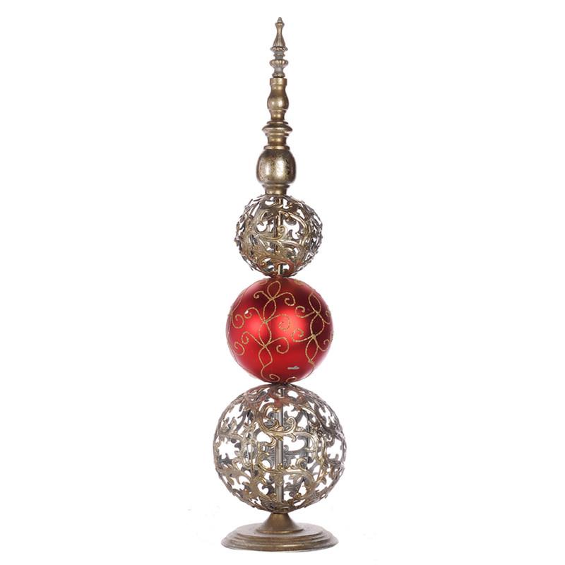 A&B Home Holiday 30" H Ball Topiary - Set Of 2