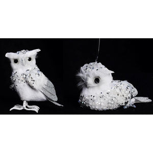 A&B Home Sitting/Standing Owl Christmas Ornaments - 2 Asst Pc/Box - Set of 4