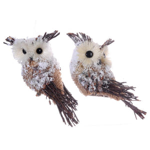 A&B Home Burlap Owl Ornament - 2 Asst Pc/Box - Set of 6