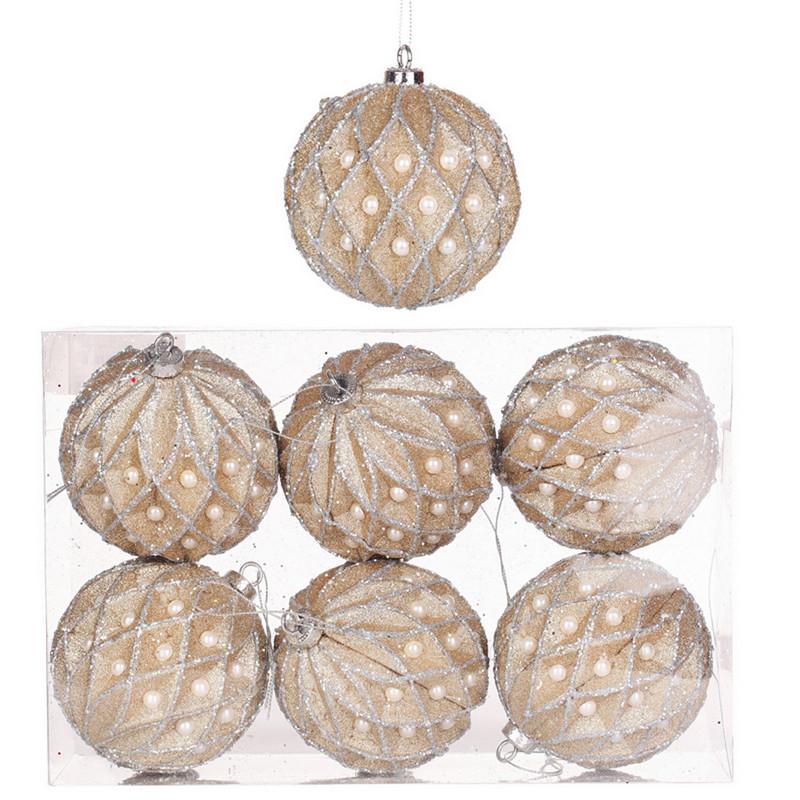 A&B Home Pearl Ball Christmas Ornaments - 6Pc/Box - Set Of 2