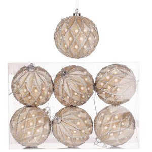 A&B Home Pearl Ball Christmas Ornaments - 6Pc/Box - Set Of 2