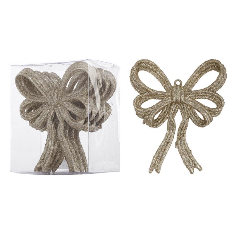 A&B Home Bow Christmas Ornaments - 4Pc/Box - Set of 6