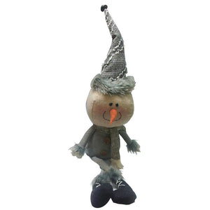 A&B Home Holiday Sitting Snowman - Grey  - Set Of 2