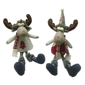 A&B Home Holiday Sitting Reindeer WH/RE - Set of 2