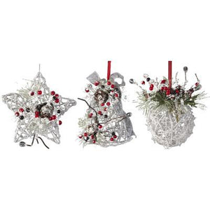 A&B Home Ball/Bell/Star Christmas Ornament - 3Pc/Box - Set of 2