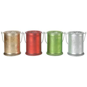 A&B Home Frosted Holiday Candle Holder - Set Of 4