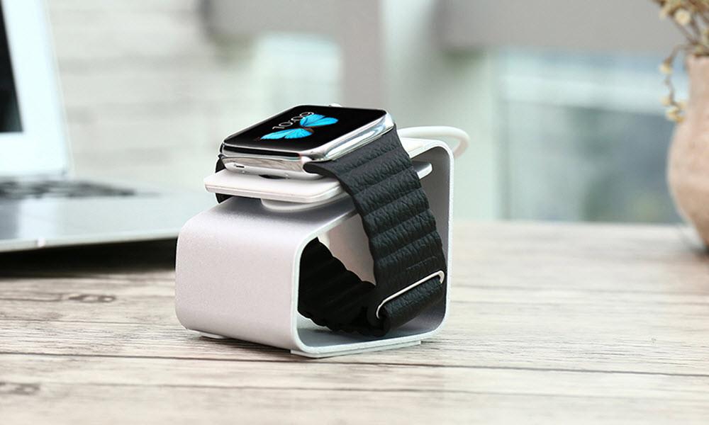Aluminium Compact Apple Watch Charging Stand Silver