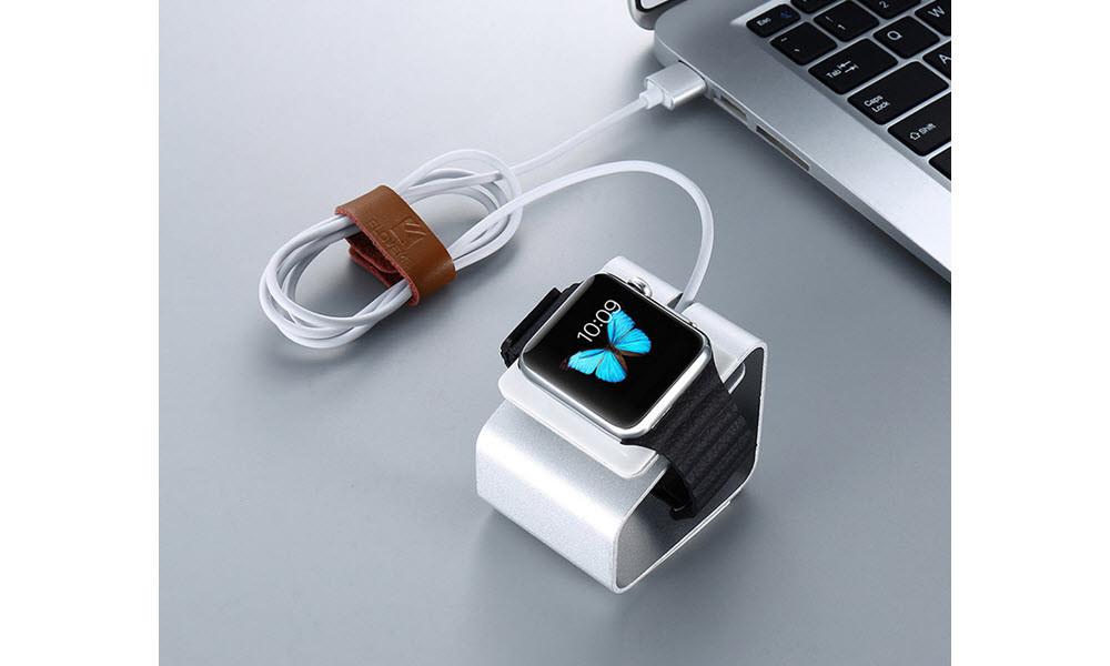 Aluminium Compact Apple Watch Charging Stand Silver
