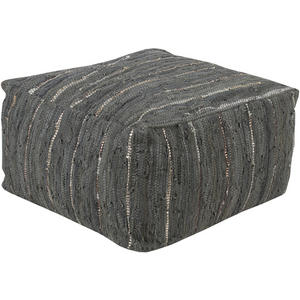 Surya Anthracite Cube Pouf - Textural - ATPF-001