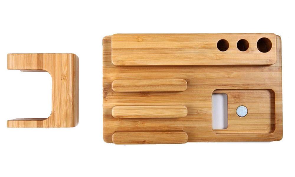 Bamboo Apple Watch Desk Organiser