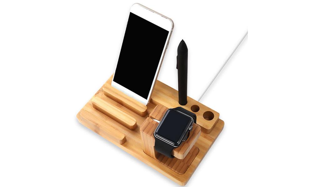 Bamboo Apple Watch Desk Organiser