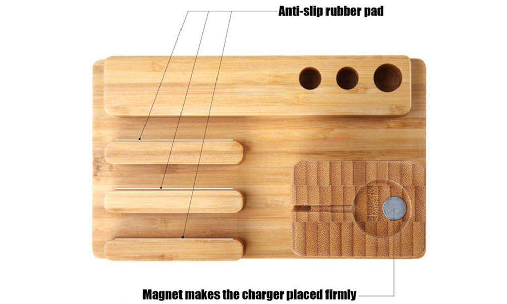Bamboo Apple Watch Desk Organiser