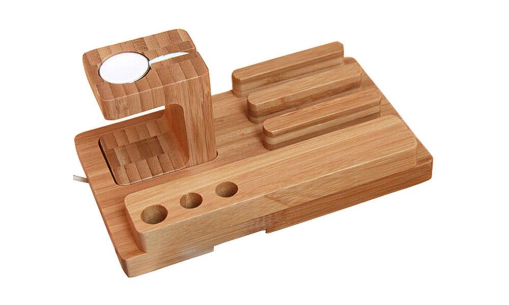 Bamboo Apple Watch Desk Organiser