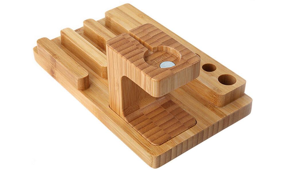 Bamboo Apple Watch Desk Organiser