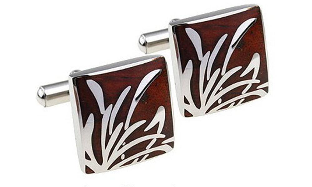 Bamboo Leaf Cufflinks Mahogany Wood