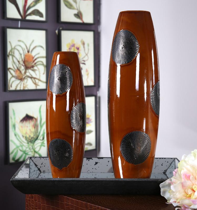 A&B Home Ceramic Yellow Vase - Set Of 2