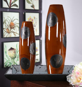A&B Home Ceramic Yellow Vase - Set Of 2
