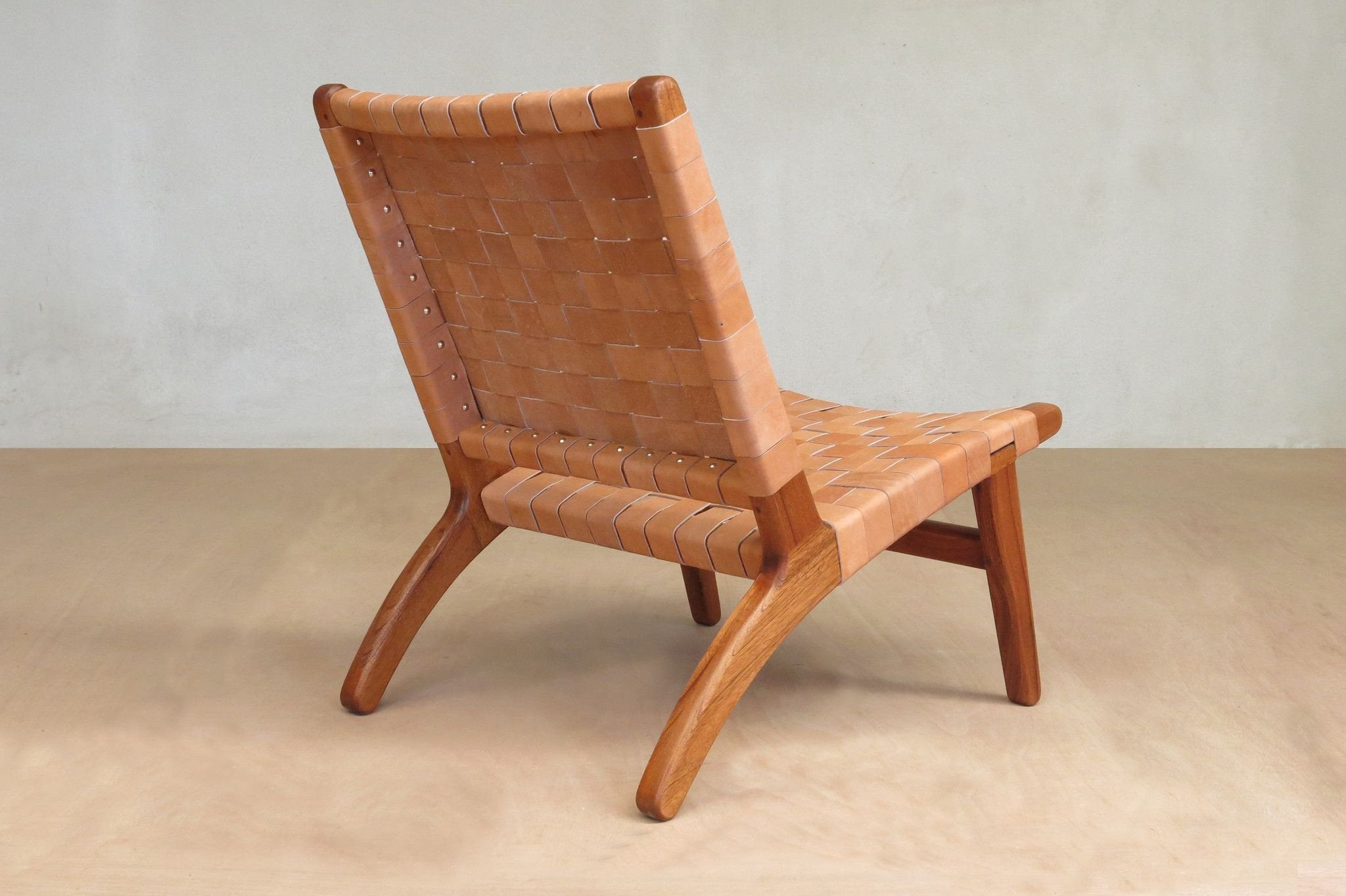 Barley Leather Woven Lounge Chair by Masaya