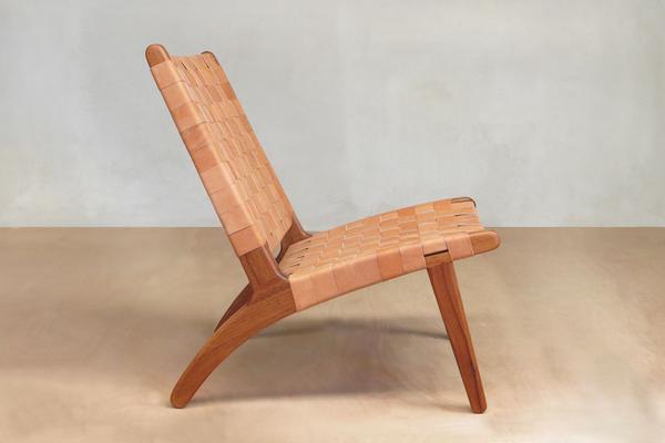 Barley Leather Woven Lounge Chair by Masaya