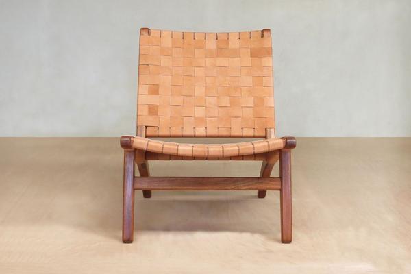 Barley Leather Woven Lounge Chair by Masaya