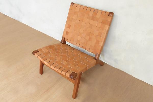 Barley Leather Woven Lounge Chair by Masaya