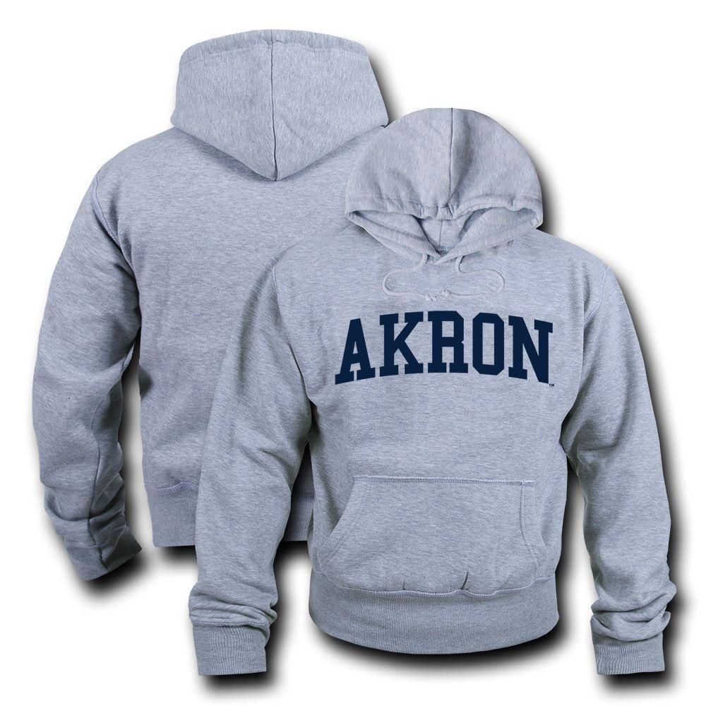 NCAA Akron University Hoodie Sweatshirt Game Day Fleece Pullover Heather Grey-Sweats & Hoodies-W Republic Apparel-S-Casaba Shop