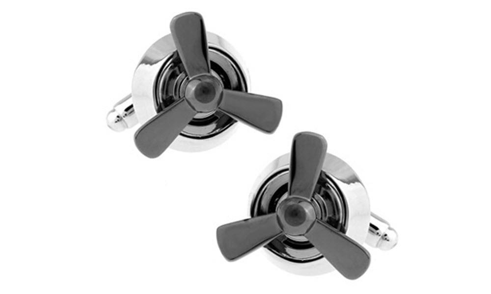Airplane Propeller Cufflinks Gunmetal