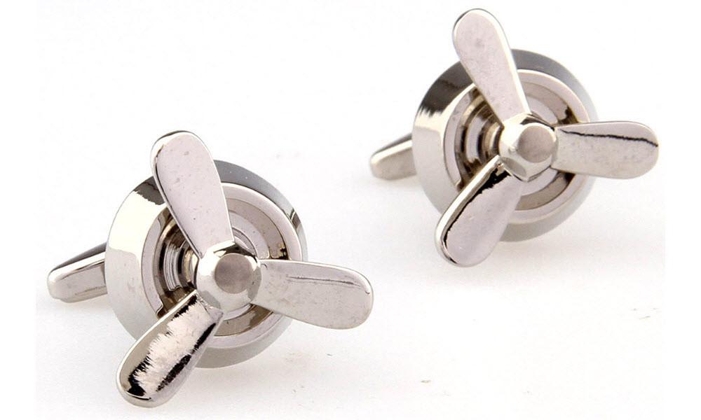 Airplane Propeller Cufflinks Silver