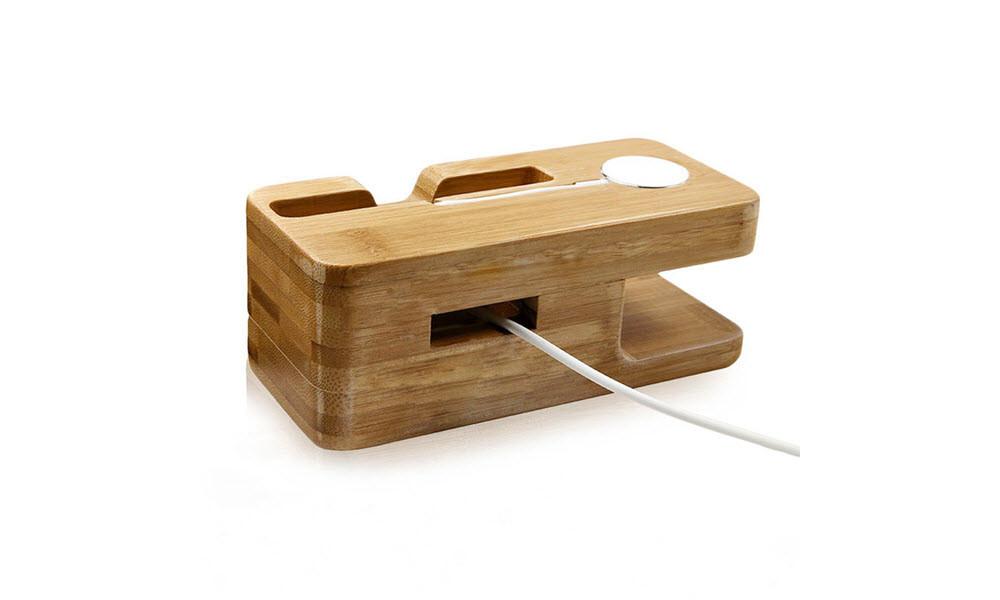 Bamboo Apple Watch & iPhone Charging Station