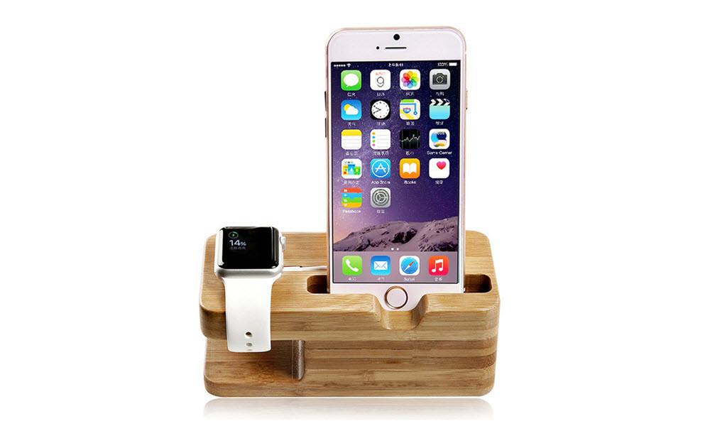 Bamboo Apple Watch & iPhone Charging Station