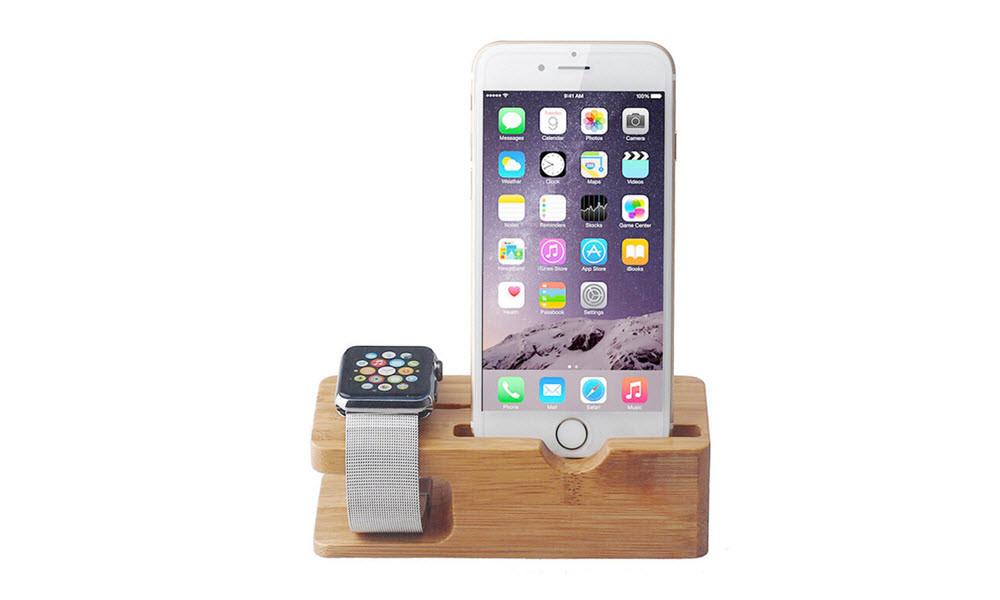 Bamboo Apple Watch & iPhone Charging Station