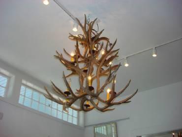 Antlerworx 12 Light Double Tiered Mule Deer Antler Chandelier (SKU-70)