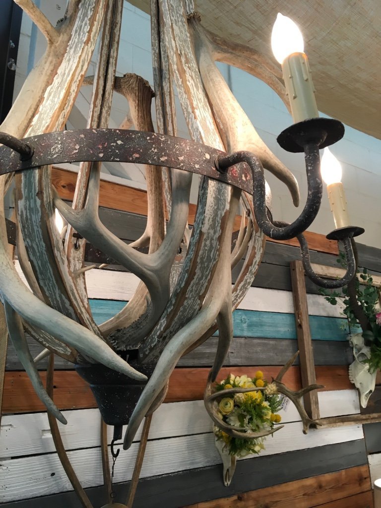 Antlerworx 6 light Tier-Drop 3 Elk/3 Mule Deer Antler Chandelier (AWC-52)